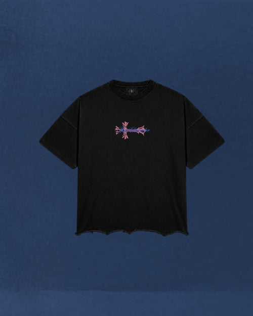 Faded Star Raw Hem Cropped Tee