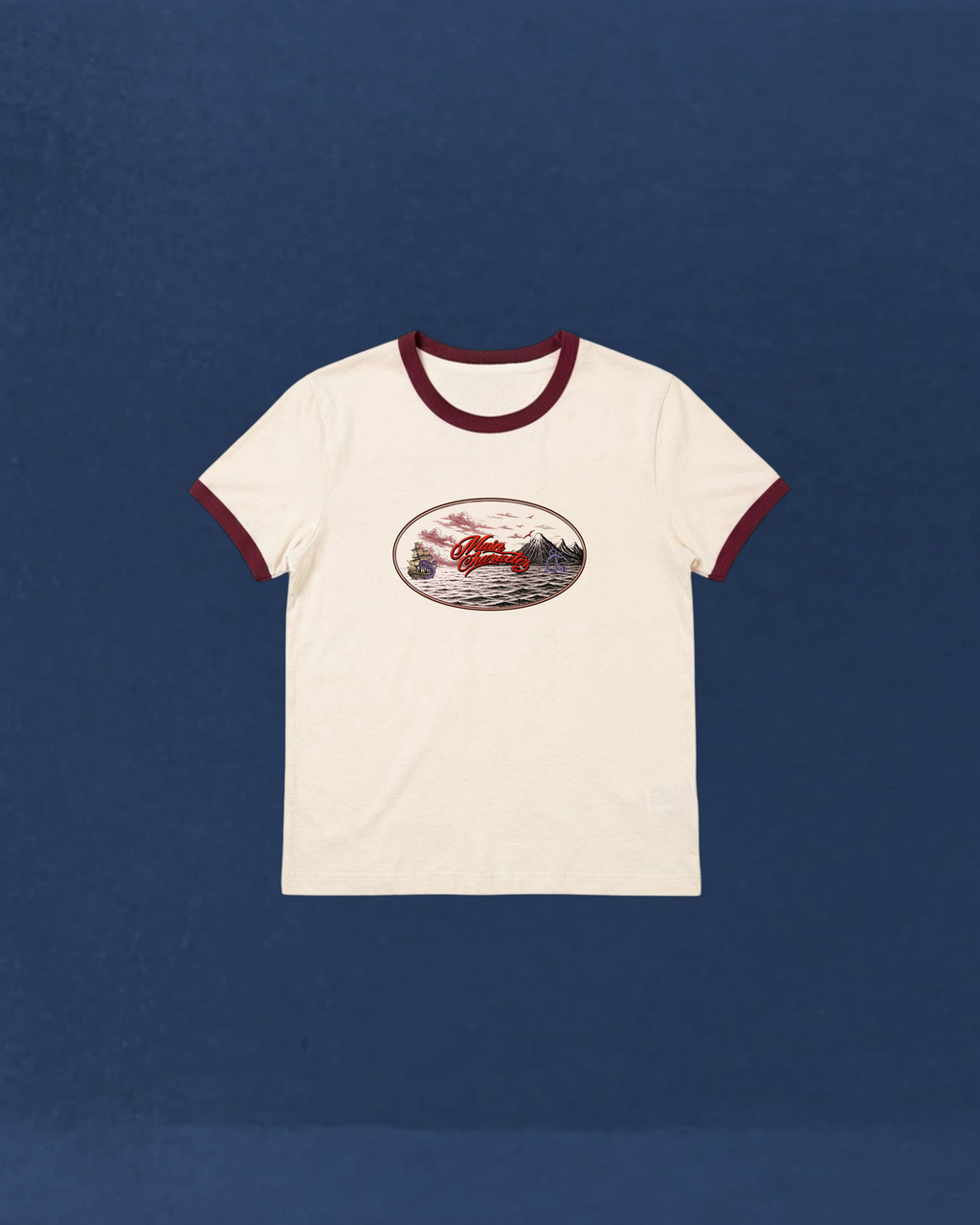 Maroon kraken Ringer Slim fit Cropped Tee