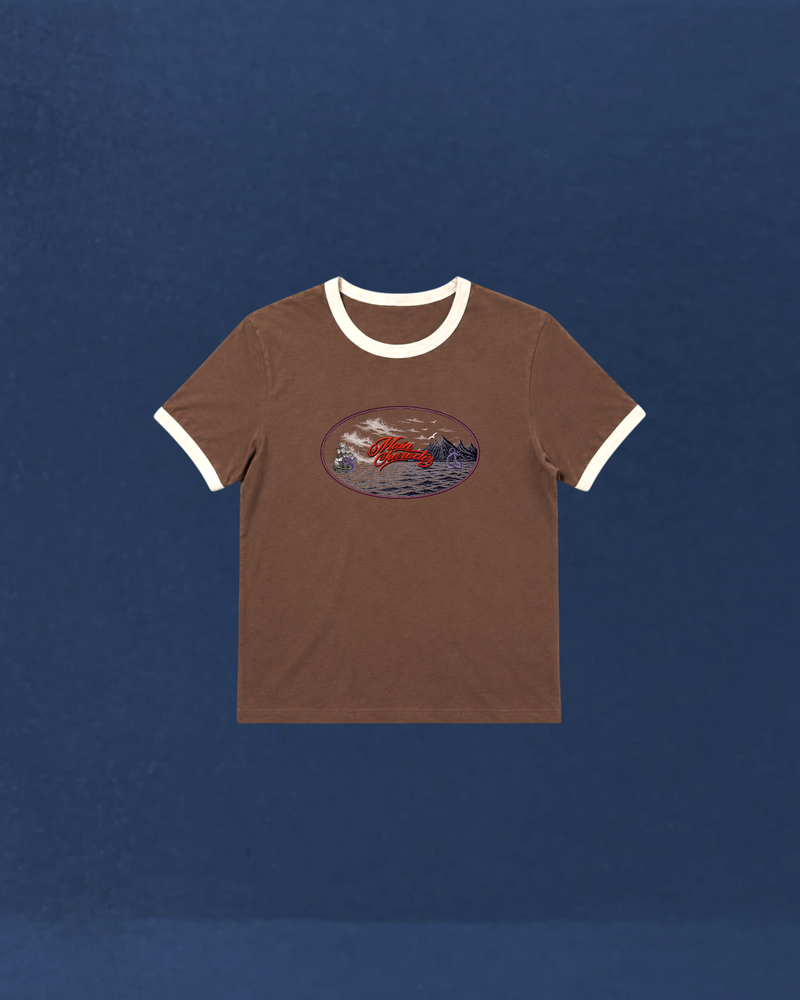 Brown kraken Ringer Slim fit Cropped Tee