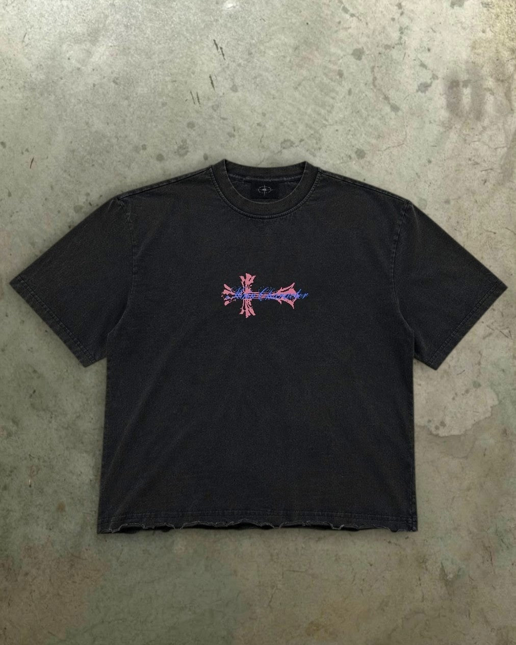 Faded Star Raw Hem Cropped Tee