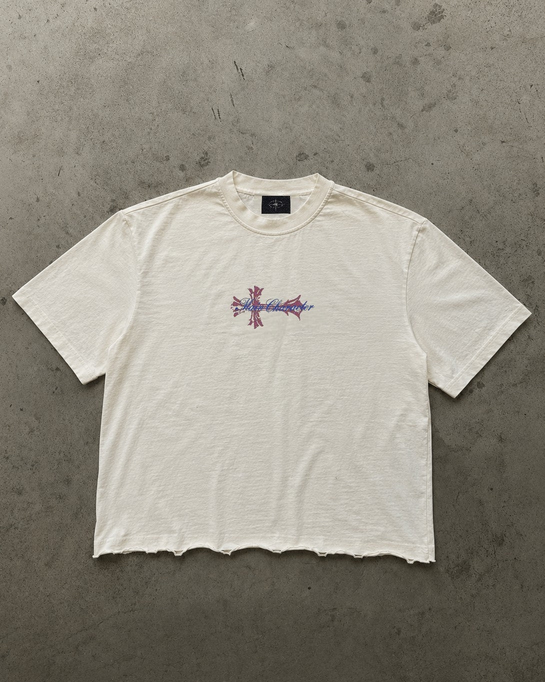 Faded Star Raw Hem Cropped Tee
