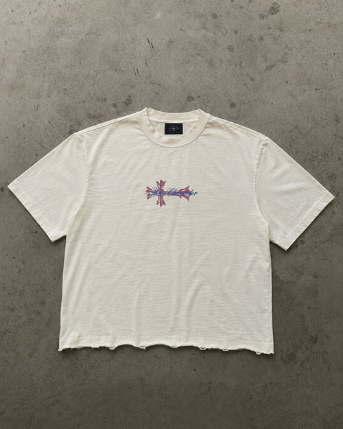 Faded Star Raw Hem Cropped Tee