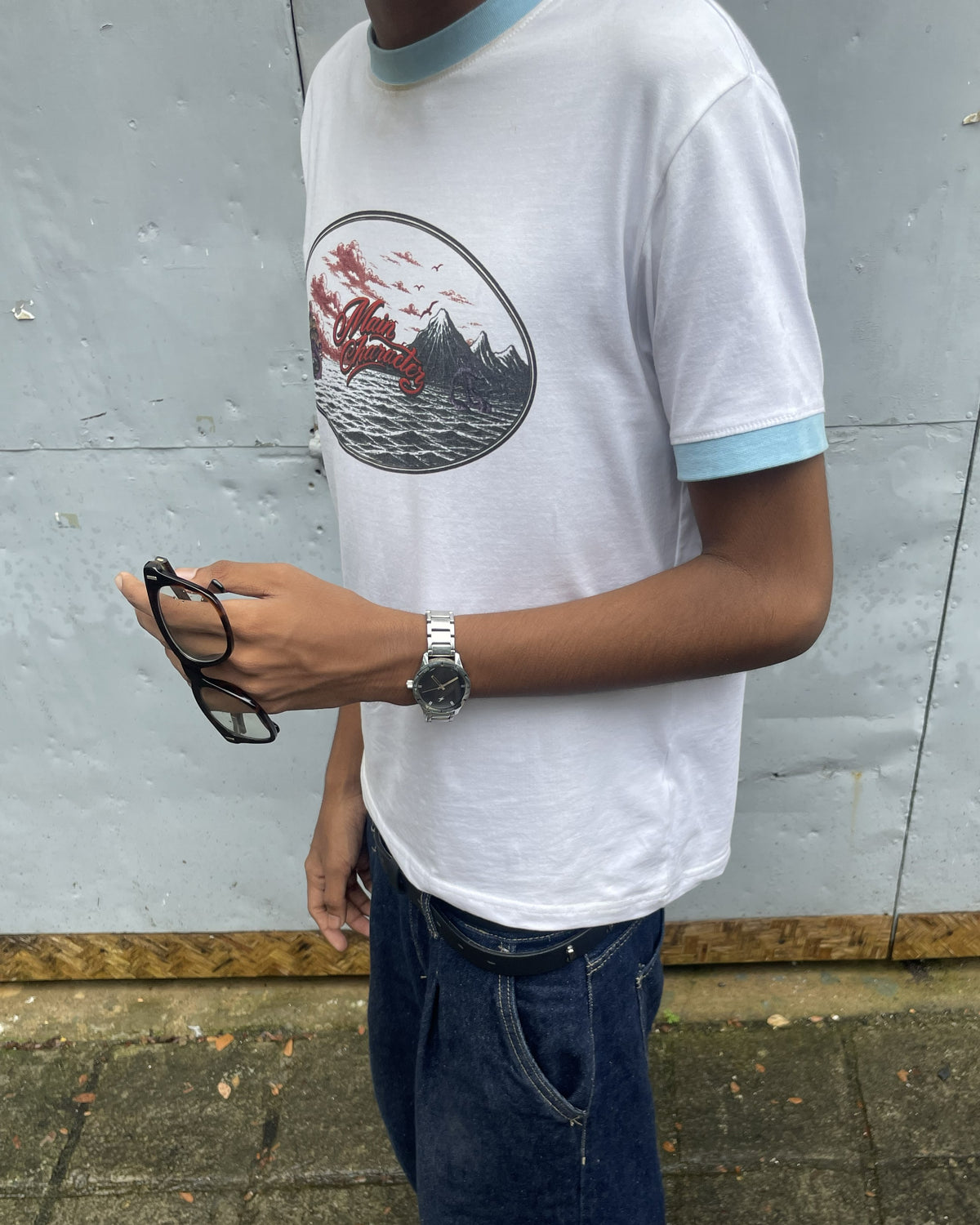 Blue kraken Ringer Slim fit Cropped Tee