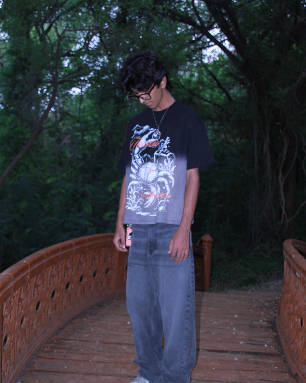Black Sunfade Crab Treasure Cropped Tee