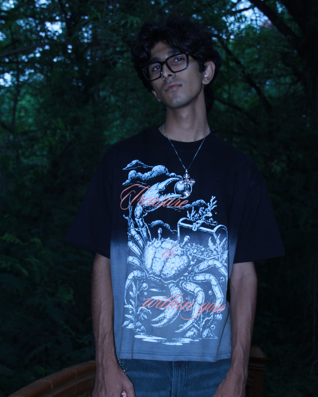 Black Sunfade Crab Treasure Cropped Tee