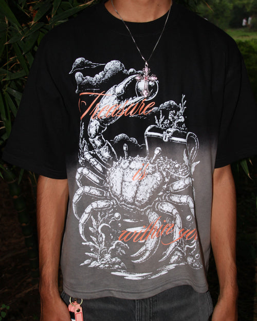 Black Sunfade Crab Treasure Cropped Tee