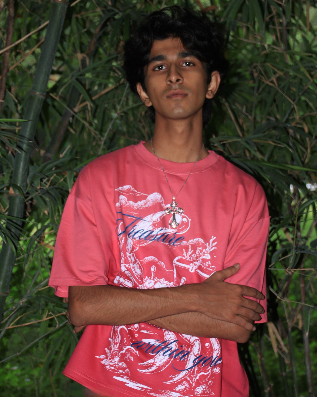 Pink Sunfade Crab Treasure Cropped Tee