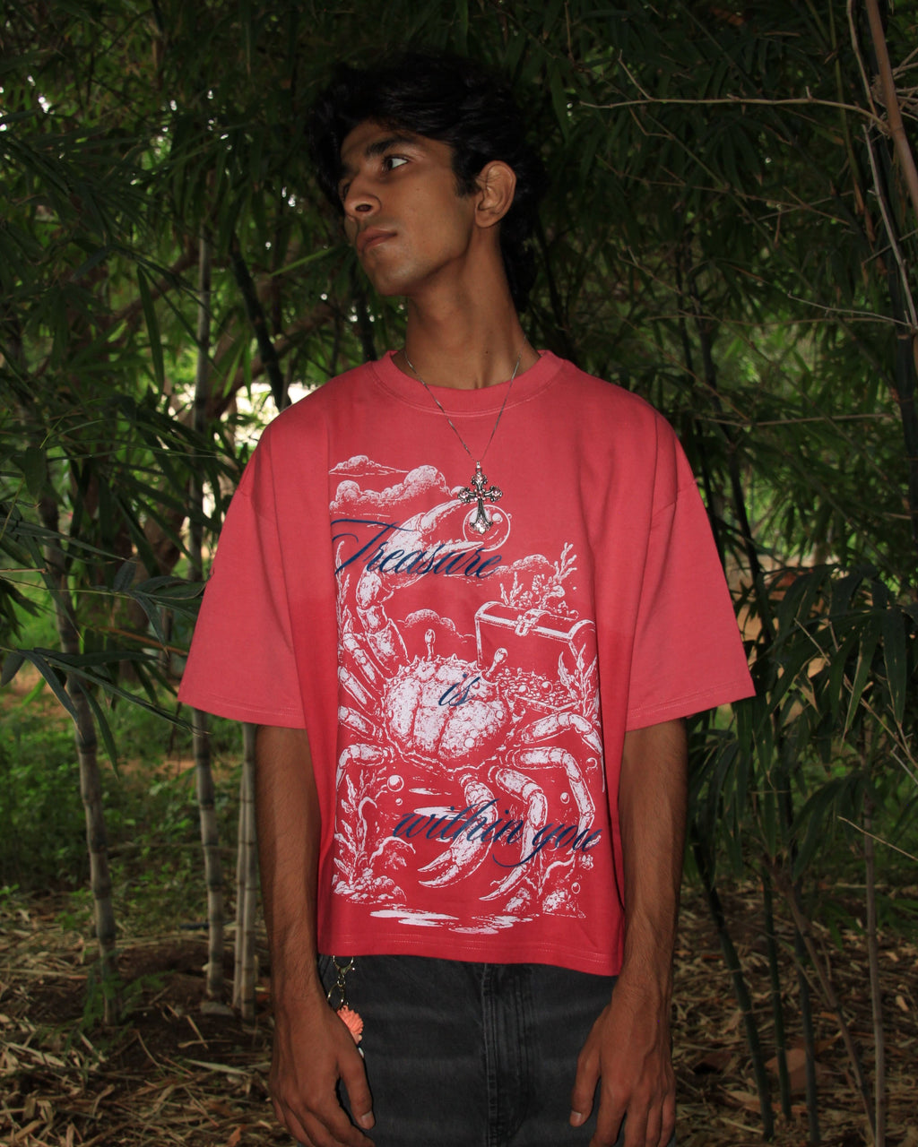 Pink Sunfade Crab Treasure Cropped Tee