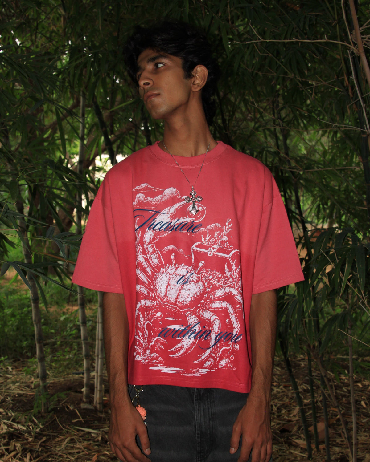 Pink Sunfade Crab Treasure Cropped Tee