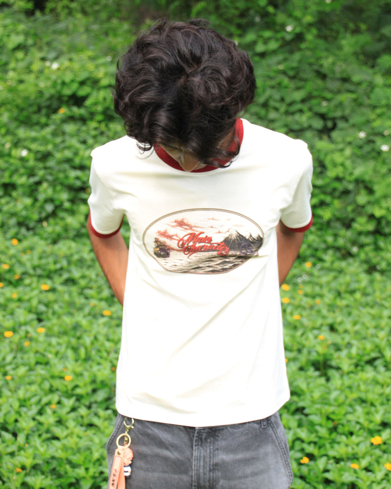 Maroon kraken Ringer Slim fit Cropped Tee