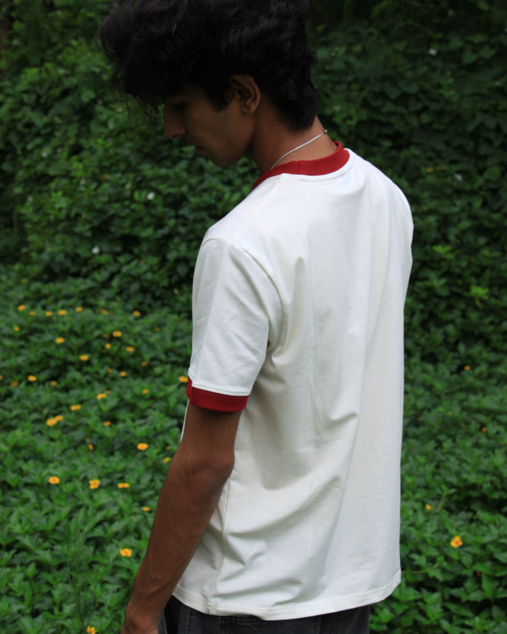 Maroon kraken Ringer Slim fit Cropped Tee