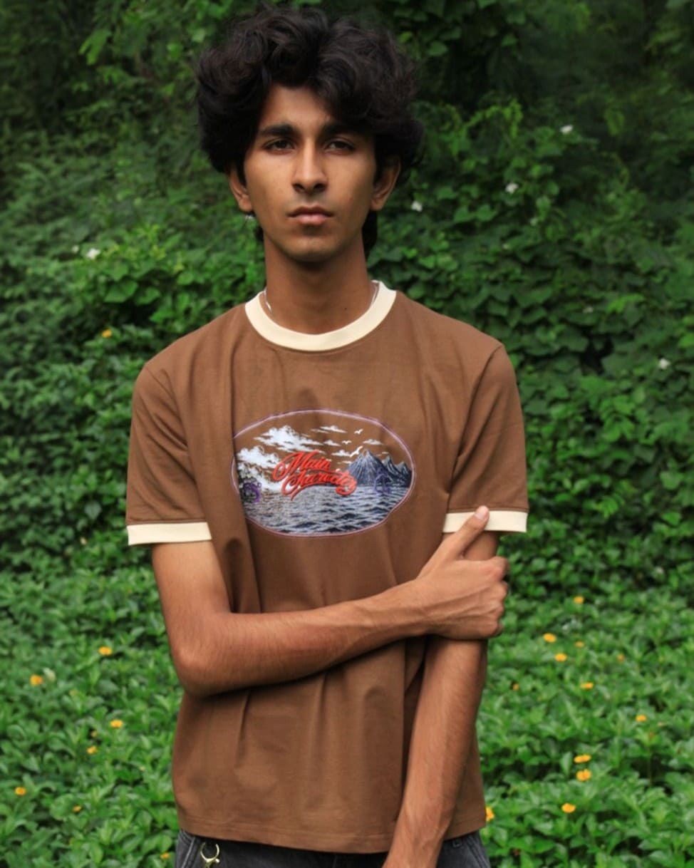 Brown kraken Ringer Slim fit Cropped Tee