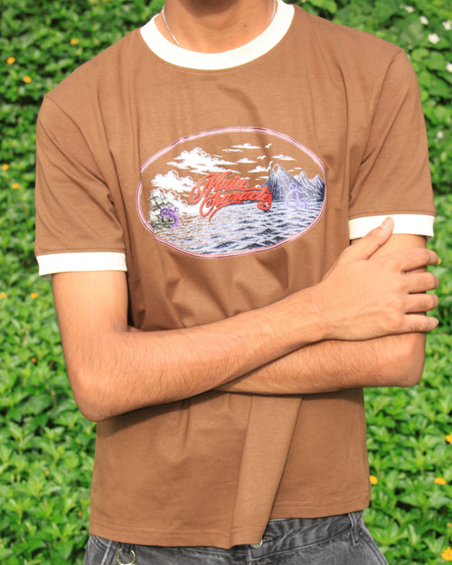 Brown kraken Ringer Slim fit Cropped Tee