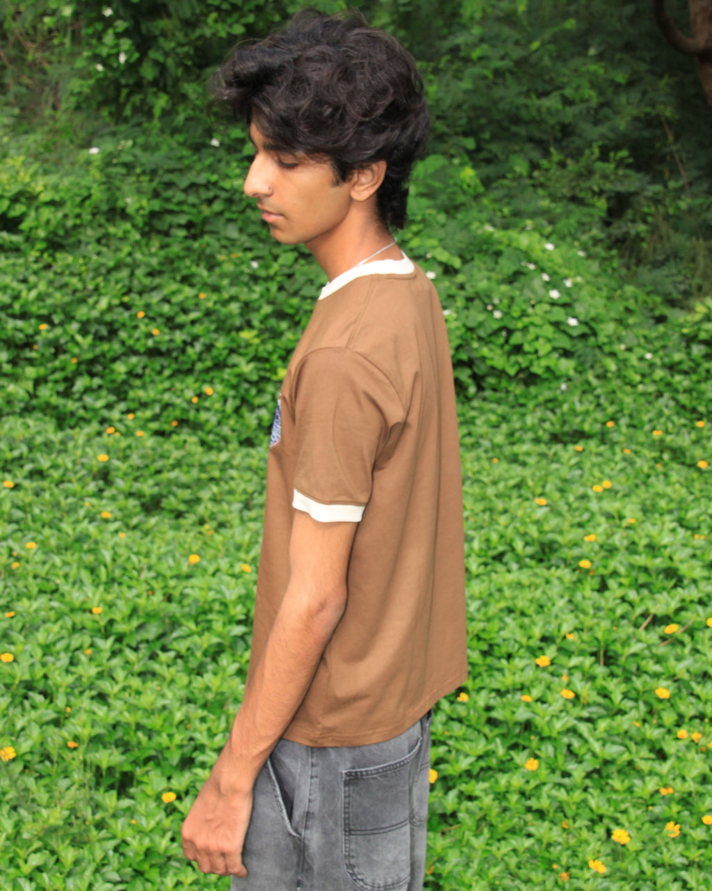 Brown kraken Ringer Slim fit Cropped Tee