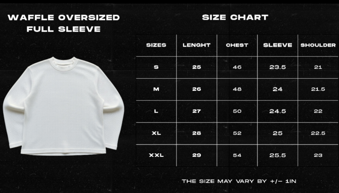 Striker Collection size chart