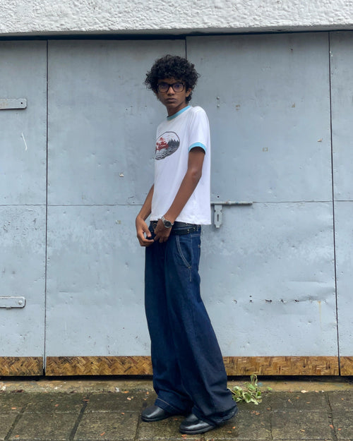 Blue kraken Ringer Slim fit Cropped Tee